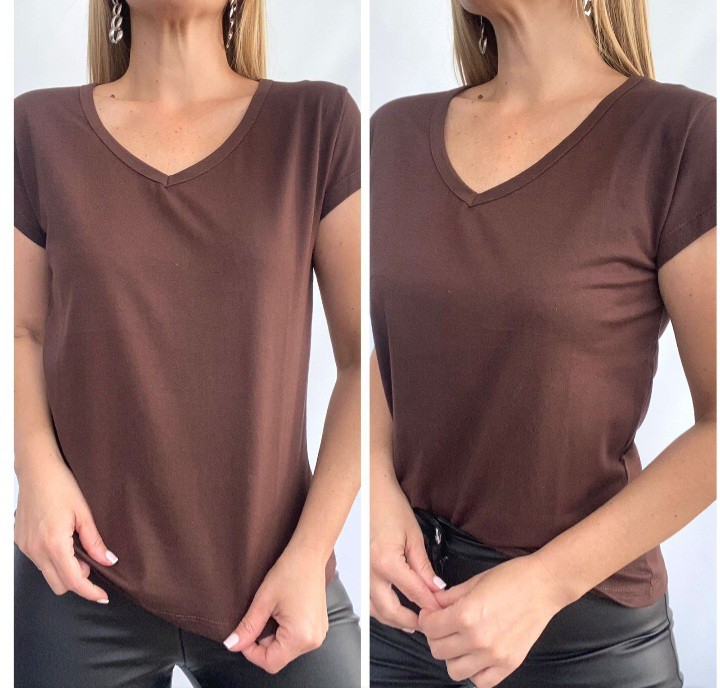 Remera Cuello V  Básica Lisa - Imagen 5