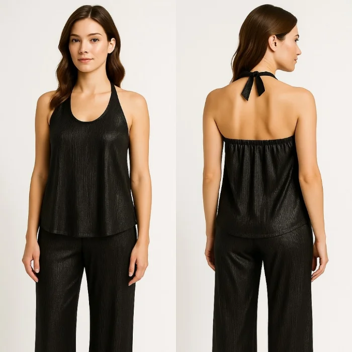 Musculosa C/ Foil Halter Neck