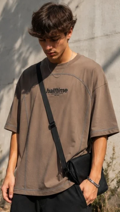 Remera Oversize Algodón Peinado contra Tono
