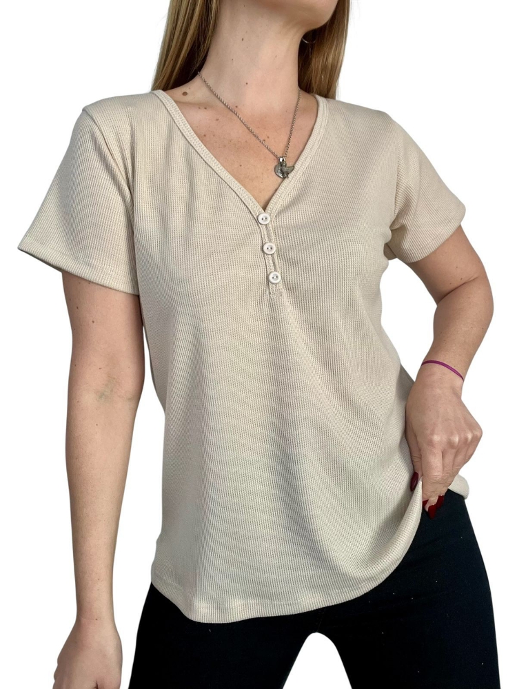 Remeras de Wafle con Botón - Imagen 2