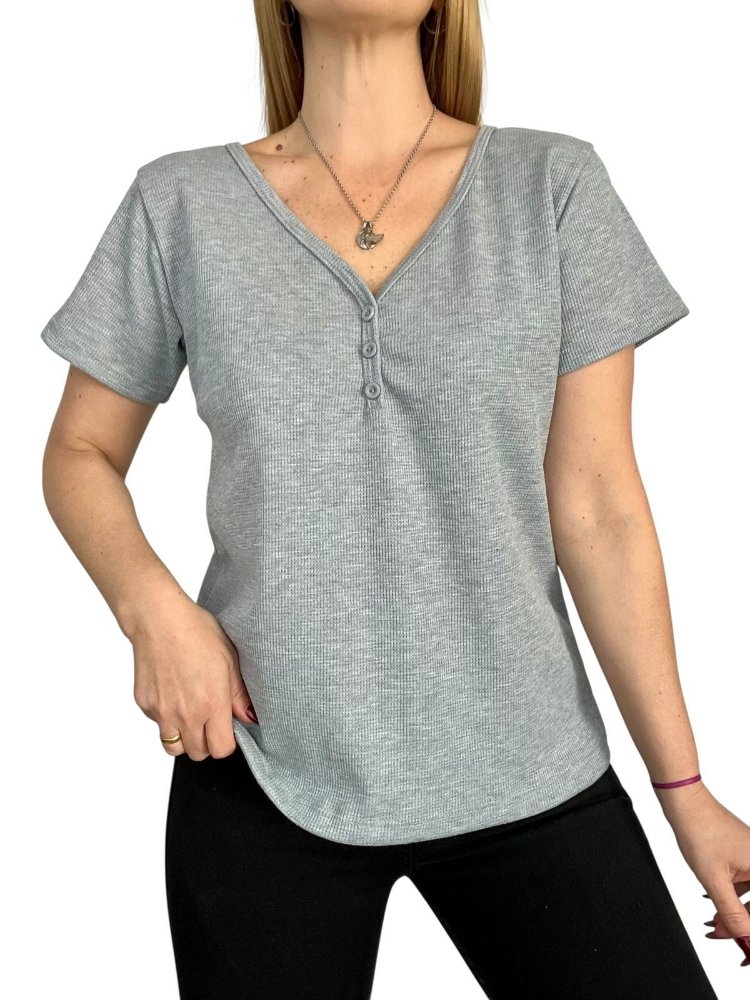 Remeras de Wafle con Botón - Imagen 4
