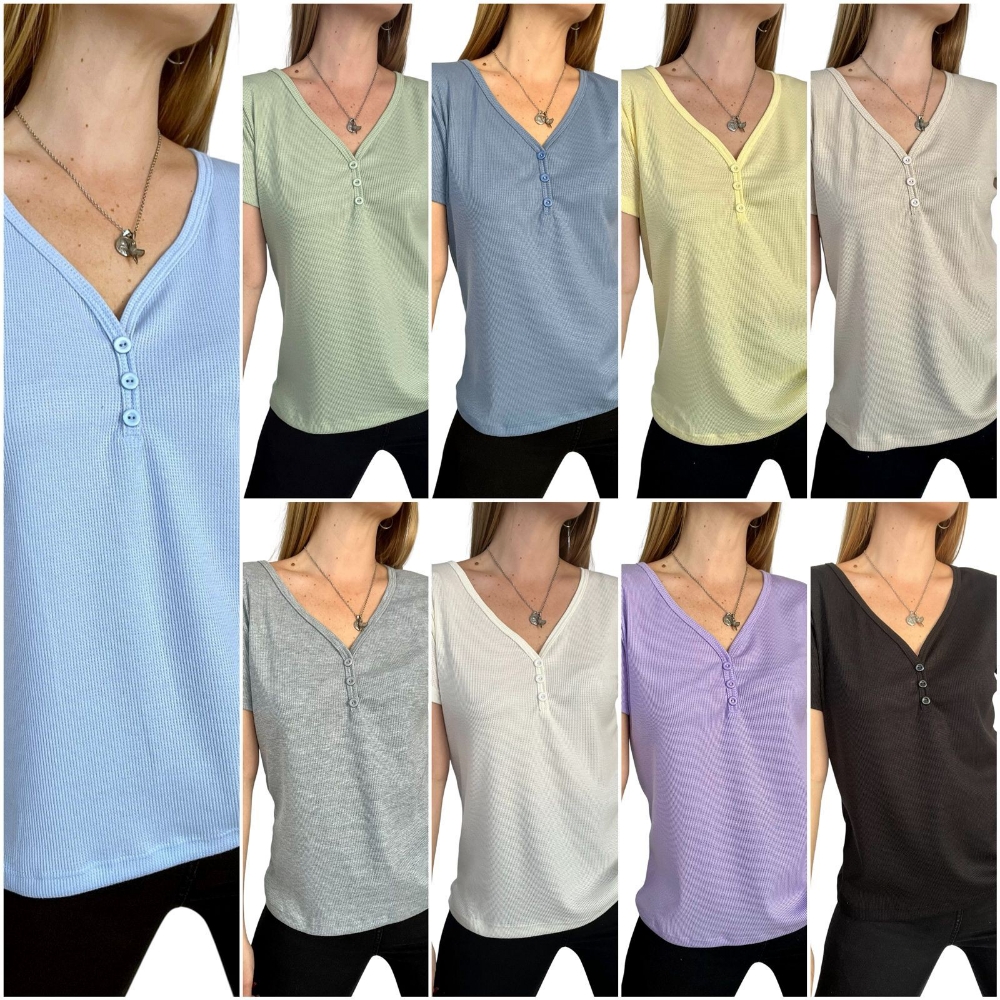 Remeras de Wafle con Botón - Imagen 6