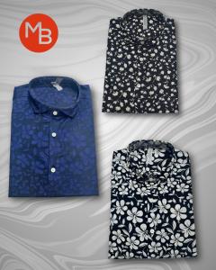 Camisa Elastizada Entallada Estampada Hombre