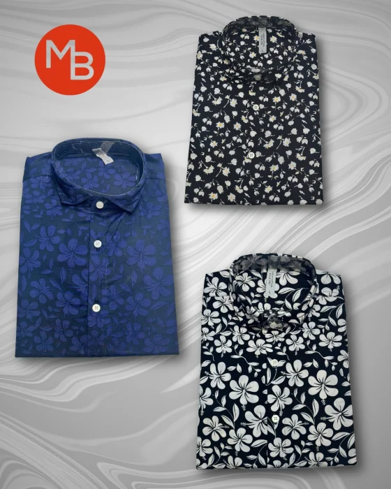 Camisa Elastizada Entallada Estampada Hombre