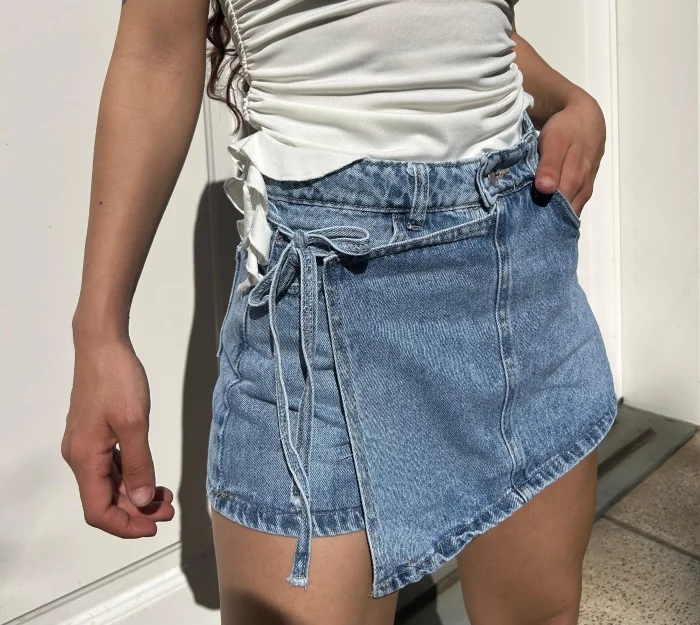 Short Pollera con Tiras Nicki   Blue Son Rigidas