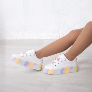 Zapatillas Arcoiris Infantiles Nena Niña Cordones Cómodas Livianas Modernas Tendencia - Miniatura 3