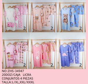 Pijama de Cuatro Piezas