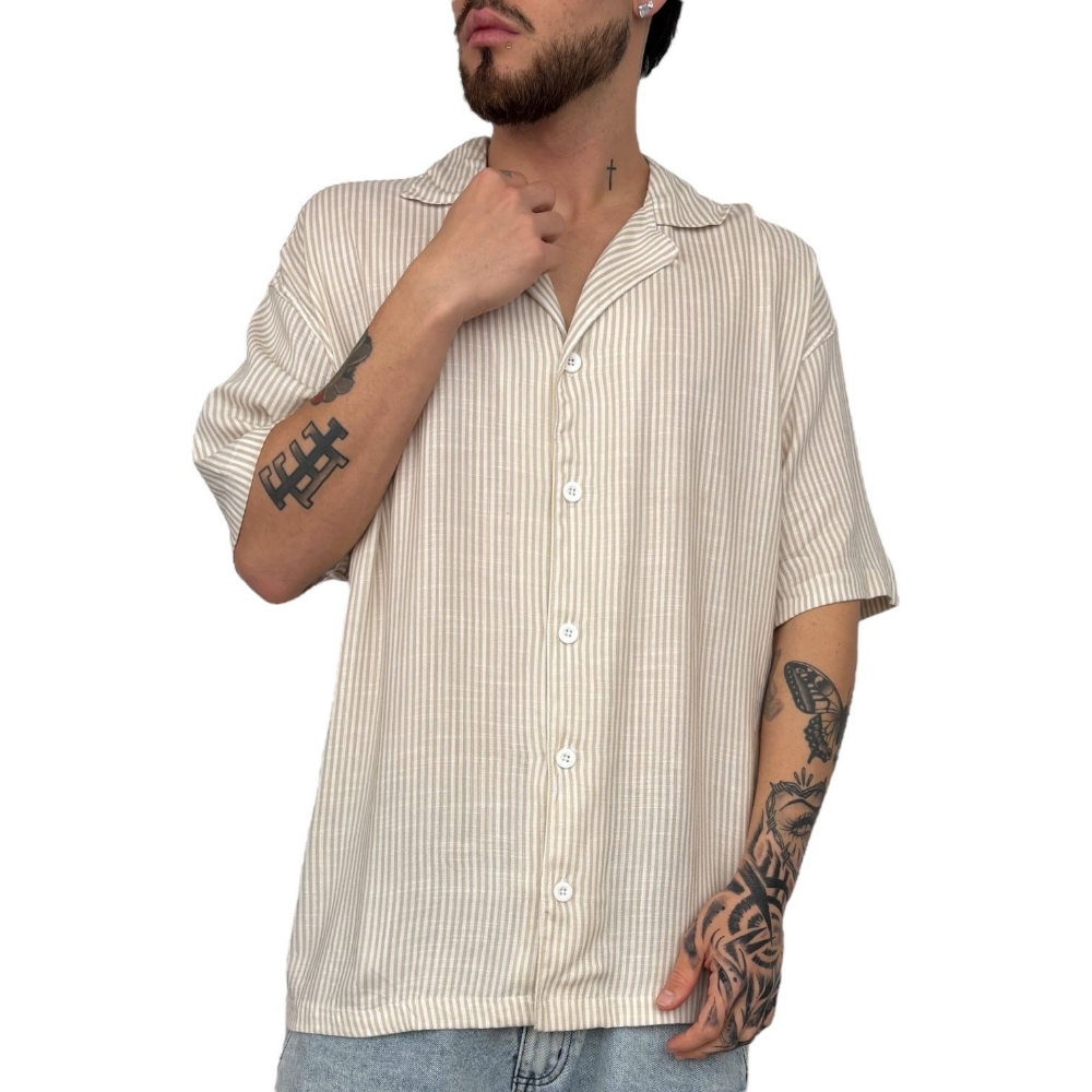 Camisa Lino Overzise Lino Rayado - Imagen 2