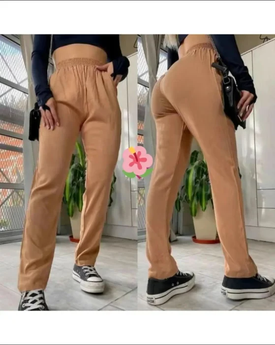 Pantalón Recto Lino Liso