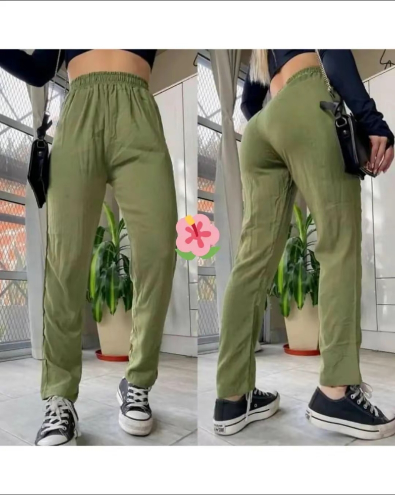 Pantalón Recto Lino Liso - Imagen 2