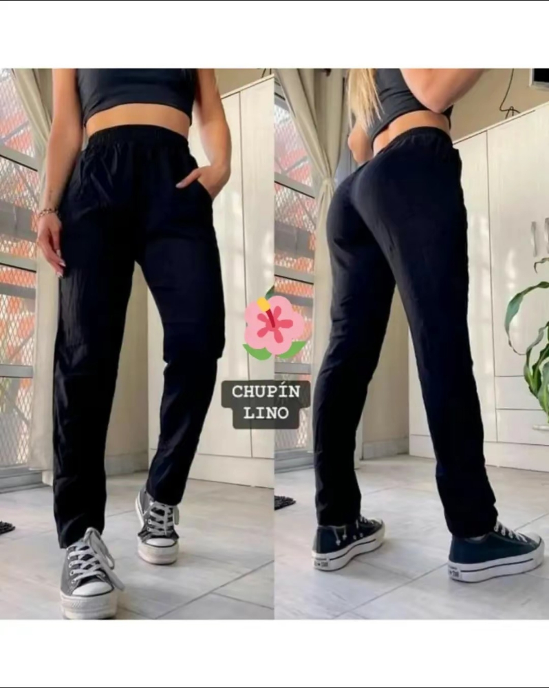 Pantalón Recto Lino Liso - Imagen 3