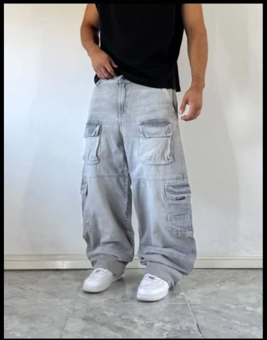 Baggy Cargo Color Gris Claro