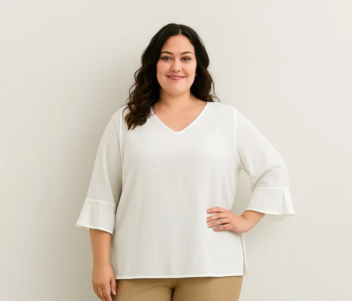 Blusa de Lino con Spandex Liso