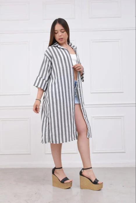 Maxi Camisa Malki Tela Lino Melange