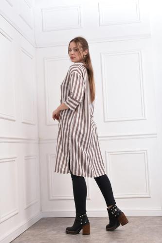 Maxi Camisa Malki Tela Lino Melange - Miniatura 4