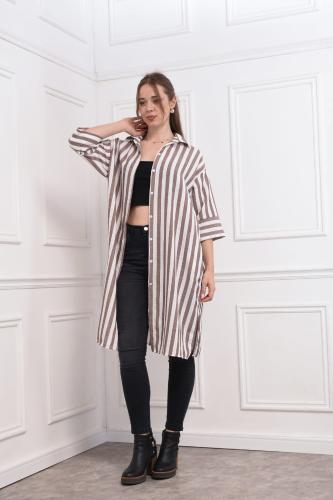 Maxi Camisa Malki Tela Lino Melange - Miniatura 5
