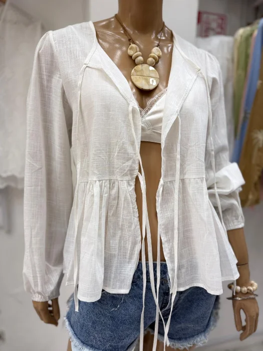 Blusa Volados de Lino Importada