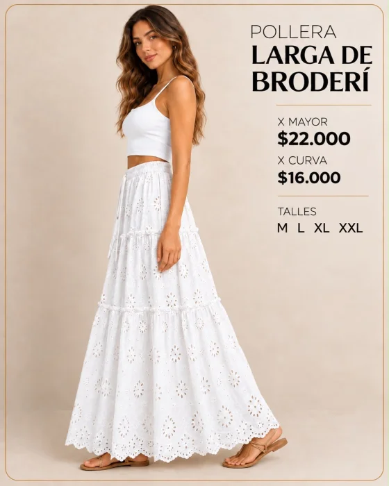 Pollera Larga Broderi Importada