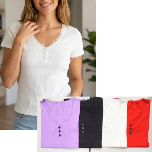 Remera Puntilla y Botón de Morley Viscosa!!!