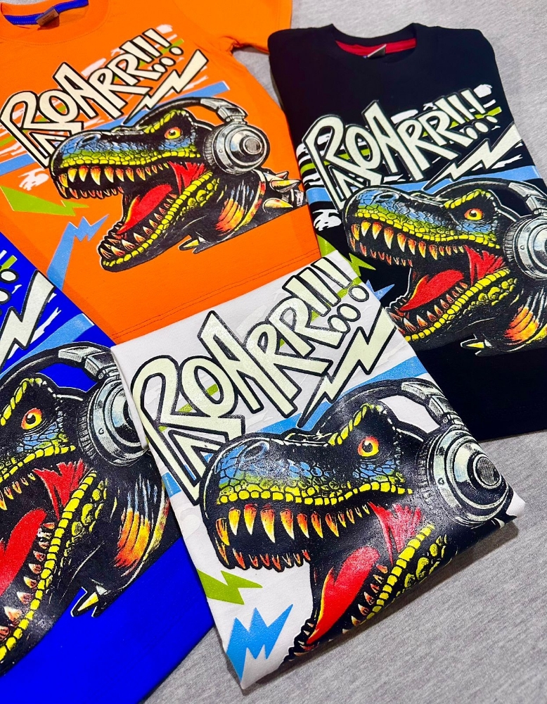 Remeras Brillan en la Oscuridad Dinosaurio Algodón Peinado Linea Premium - Imagen 2