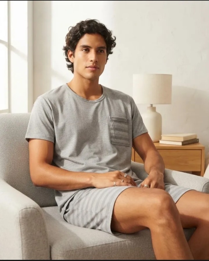 Pijama de Hombre Manga Corta Puro Algodon - Imagen 4