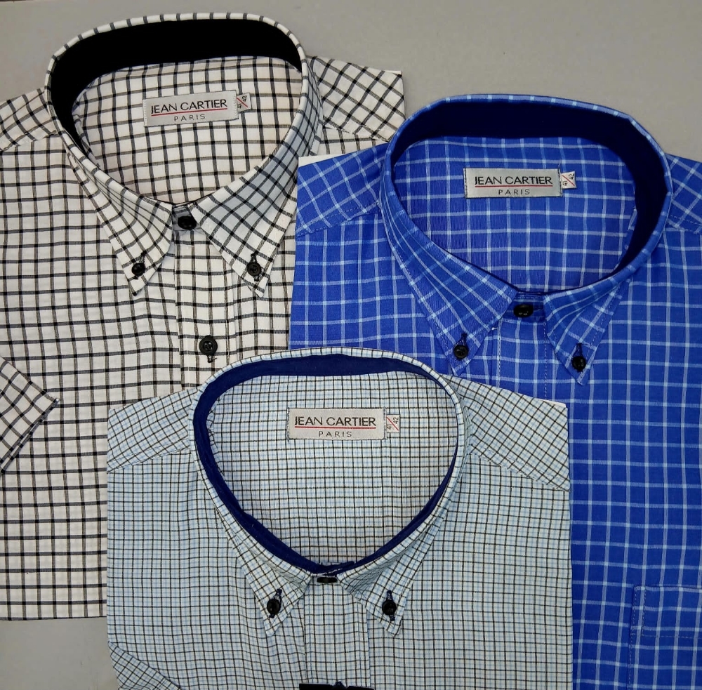 Camisas Mangas Cortas Jean Cartier  Cuadro y Raya Variedad de Diseños y Colores - Imagen 2