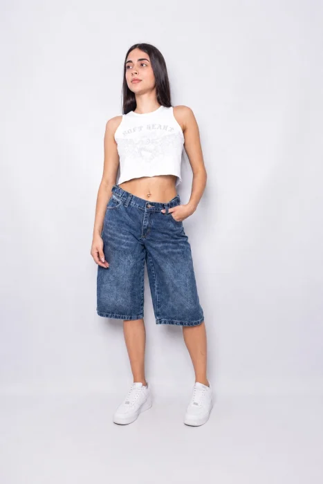 Bermuda Baggy  Azul con Regulador Tiro Medio
