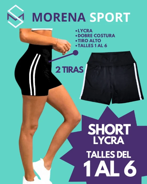 Short Lycra 2/dos Tiras Blancas