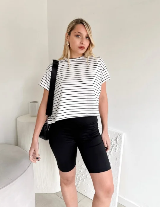 Remera Box Fit (modal Rayado)
