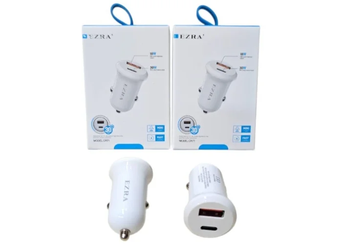 Cargador Auto 1 Usb -1usb/c 30w Carga Rapida (cr71)