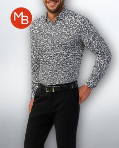 Camisa Estampada Elastizada Entallada Hombre - Miniatura 3