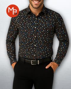 Camisa Estampada Elastizada Entallada Hombre - Miniatura 6