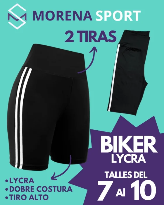 Biker Dos Tiras Blancas Talles Especiales