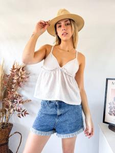 Blusa de Lino con Tasas