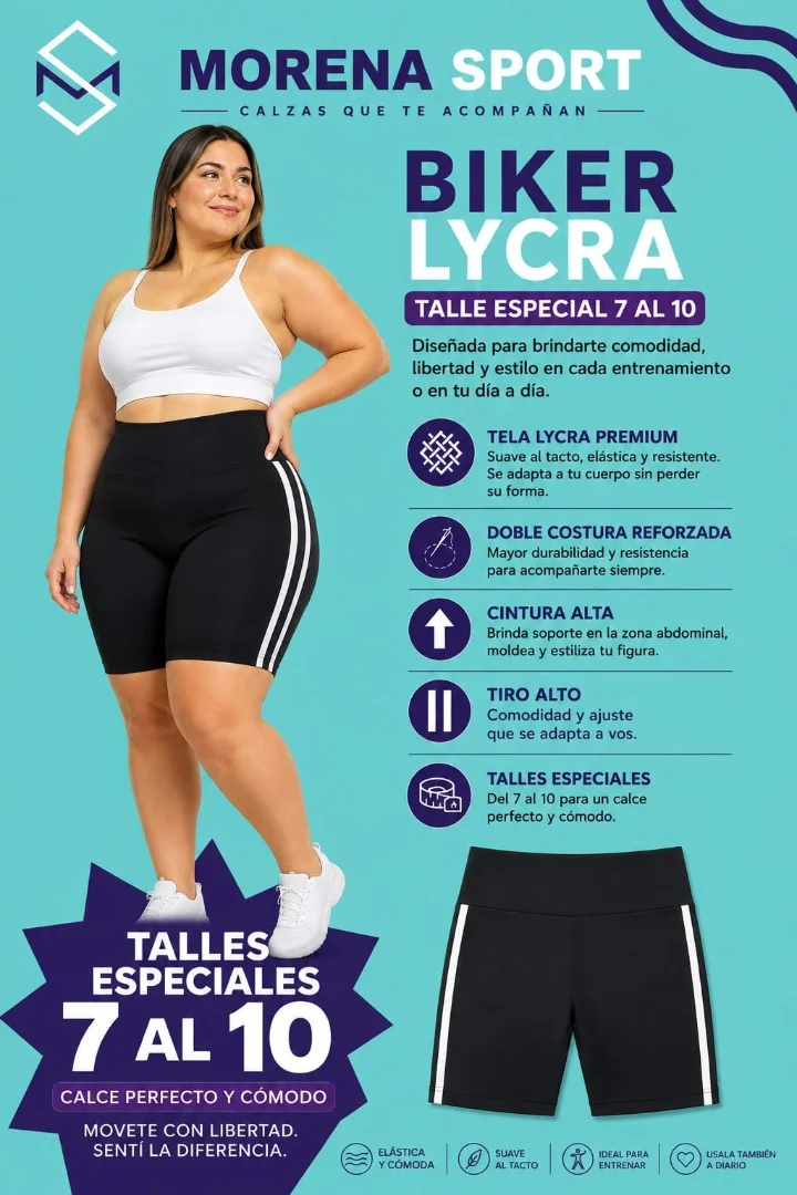 Biker Lycra 2 Tiras Blancas - Imagen 1