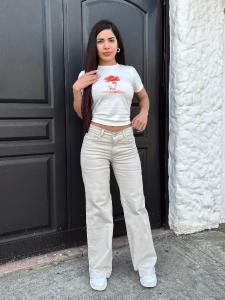 Wide Leg Beige Elastizado