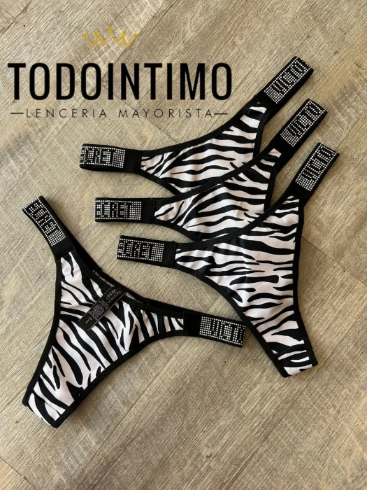 Tangaless Strass Victoriasecretss Cebra Leopardo Algodón