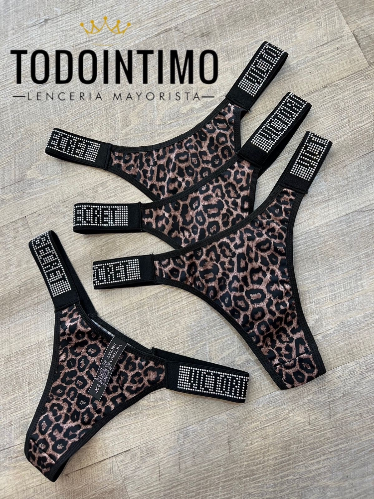 Tangaless Strass Victoriasecretss Cebra Leopardo Algodón - Imagen 2