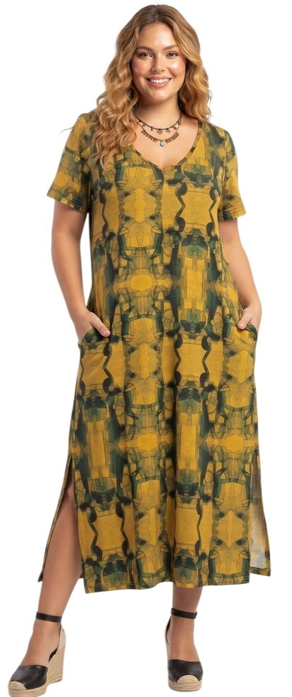 Vestido Larga y Amplio Estilo Playera Modal Viscosa - Imagen 2