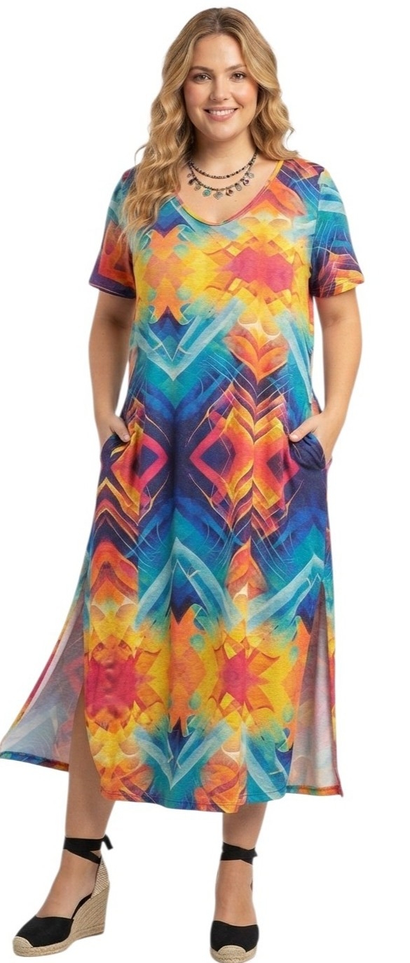 Vestido Larga y Amplio Estilo Playera Modal Viscosa - Imagen 3
