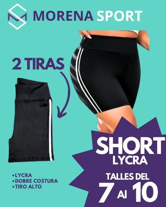 Short Lycra 2tiras Blancas Talles Especiales