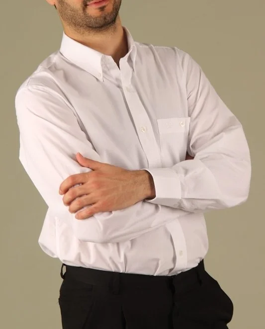 Camisa Lisa Blanca Sport con Bolsillo