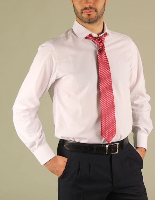 Camisa Blanca de Vestir Cuello Italiano - Imagen 2