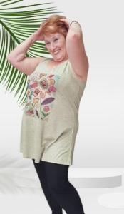 Vestido Musculosa Extra Amplio  Jaspeado con Diseños Centrados