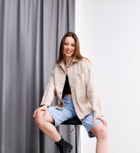 Camisaco Oversize Beige - Miniatura 3