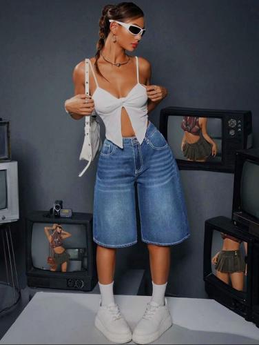 Bermuda Jean Baggy Mujer Pantalones Anchos Moda Pinterest  Promos Mayoristas Hotsale - Miniatura 3