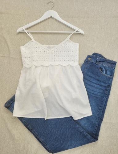 Musculosa Tejido Crochet Volados - Miniatura 2