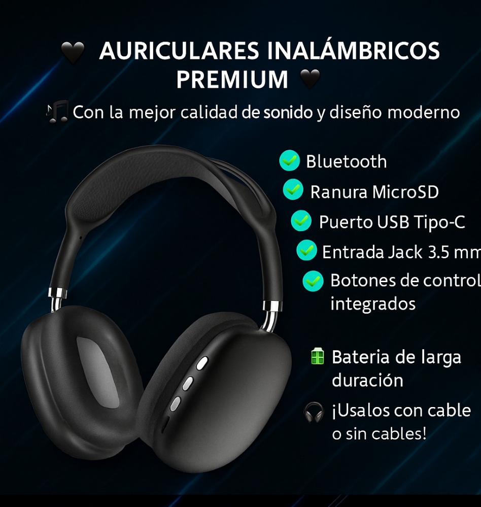 P9 Auriculares Inalámbricos Bluetooth con Vincha - Imagen 2