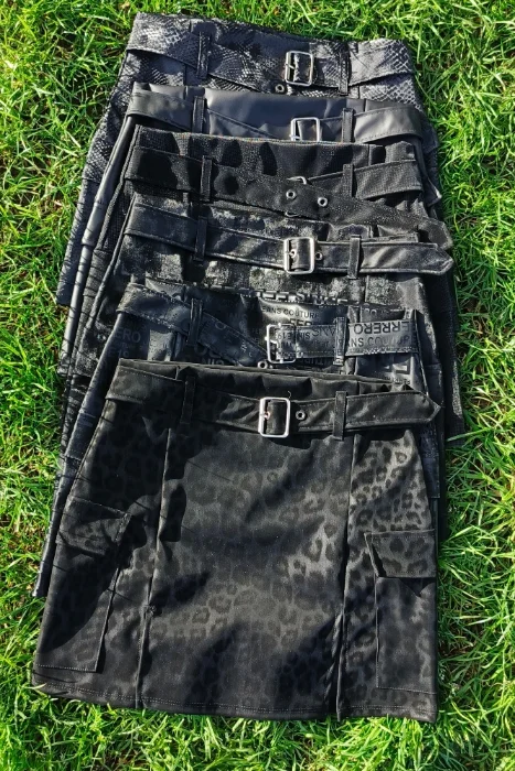 Pollera Cargo Cuerina Estampada