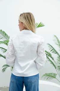 Camisa Poplin Combinado Manga Broderie - Miniatura 3